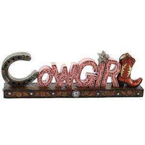 Cowgirl Horseshoe & Boot Tabletop - Desktop Plaque